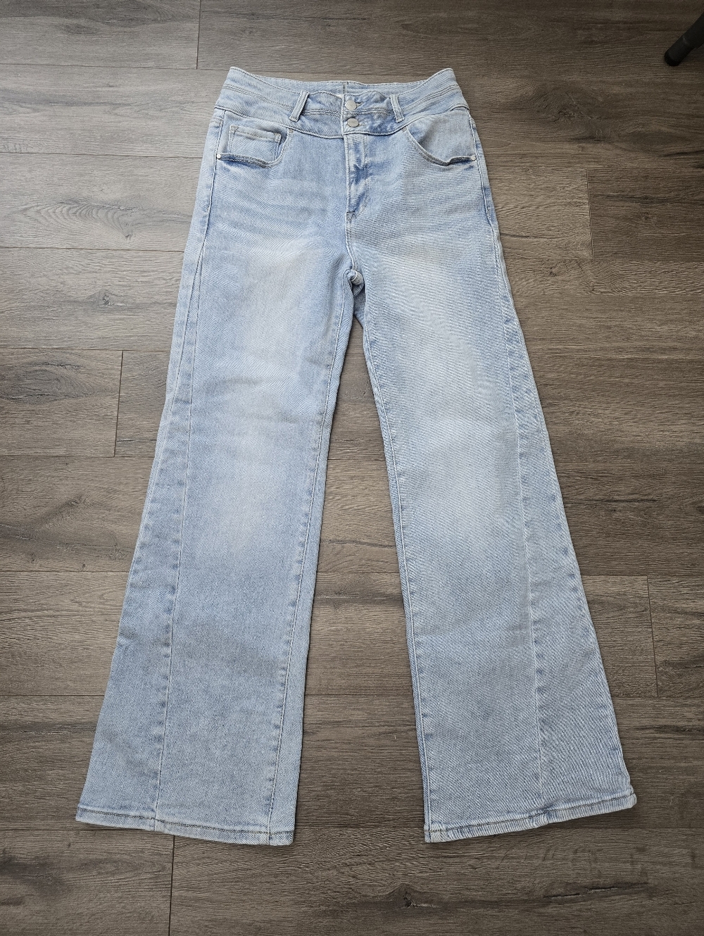 Risen High Rise Wide Flare Leg Jeans Lightwash Size 11/30 - Picture 2 of 8